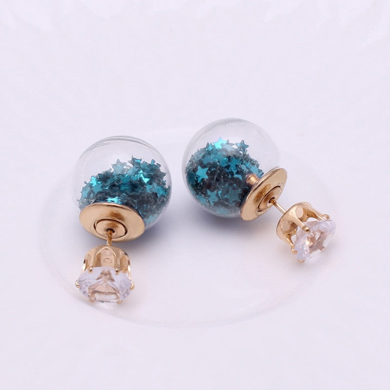 Glitter Ball Stars Fashion Earrings Women Girls Stud Earrings Wedding Jewelry