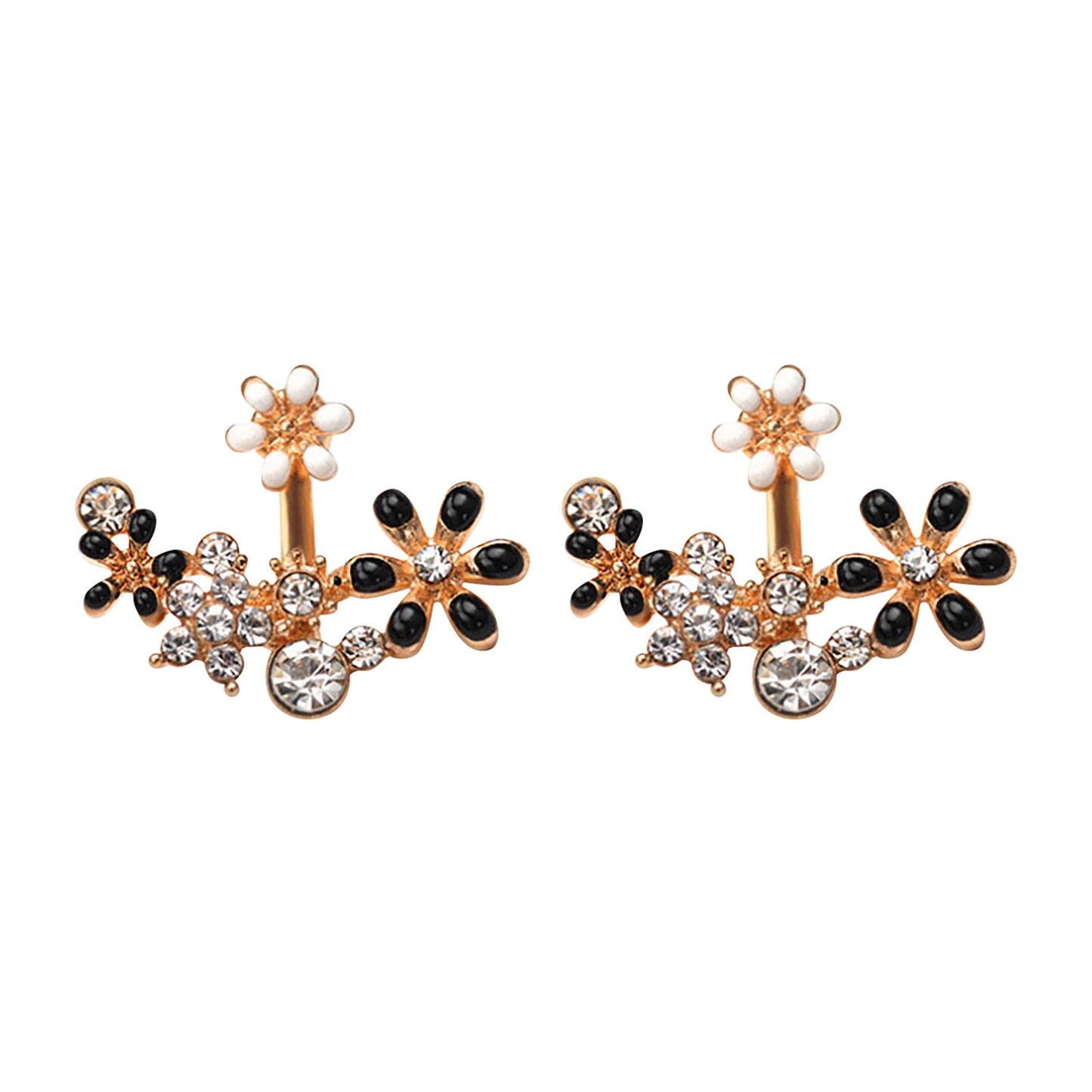 Fashion Small Fresh Flower Inlaid Colored Small Flower Stud Earrings Cross