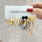 5 Pairs Geometric Design Drop Charm Earrings For Women Girl Fashion Modern