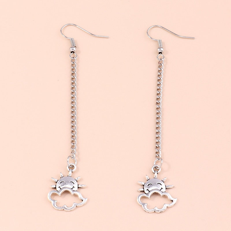 Smily Sun and Cloud Drop Dangle Earrings Trendy Women Fashion Earrings Jewelry