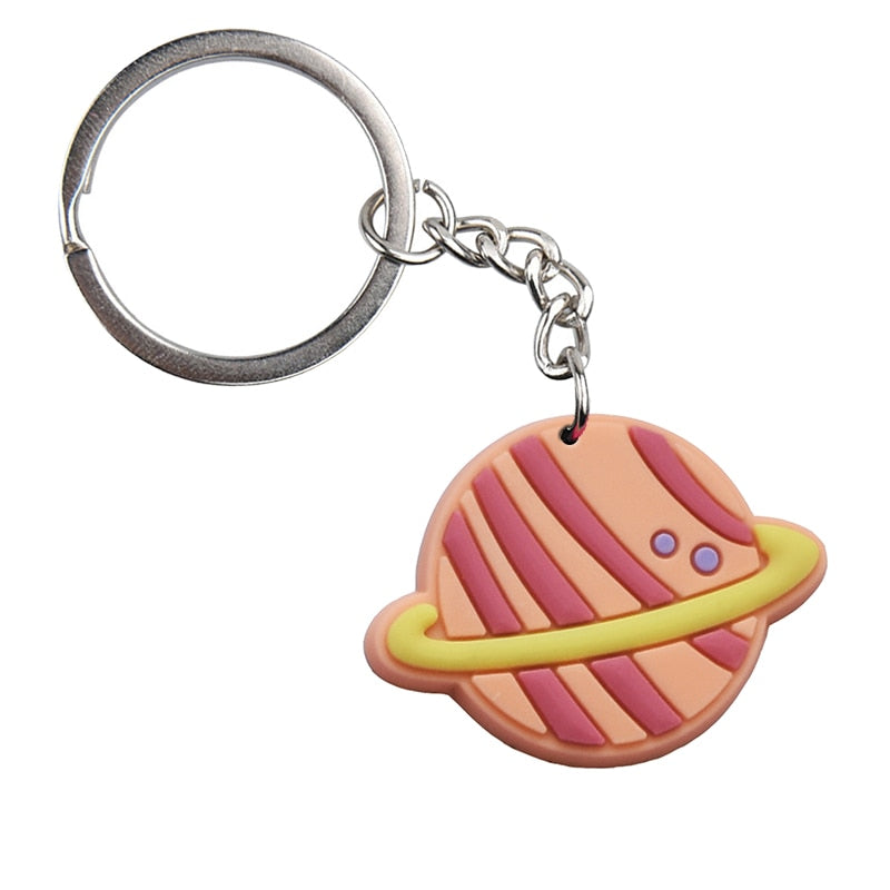 Striped Pattern Solar System Sand Planet Keychain Party Gift Cute Keyring