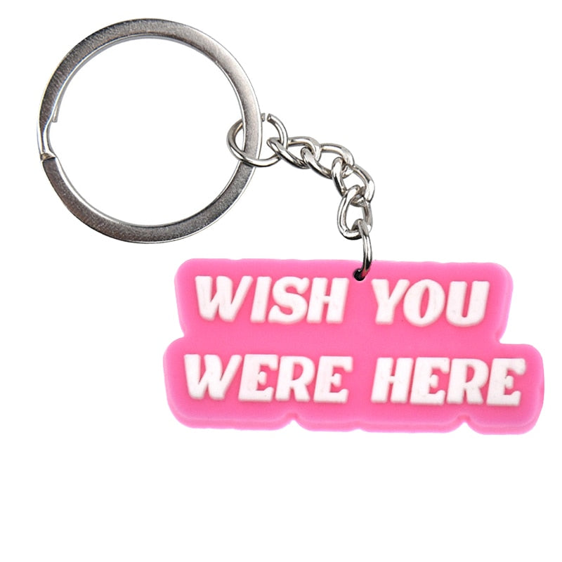 20 Styles Cartoon Breast Cancer Salon PVC Keychain Pink Ribbon Keyring Keychain