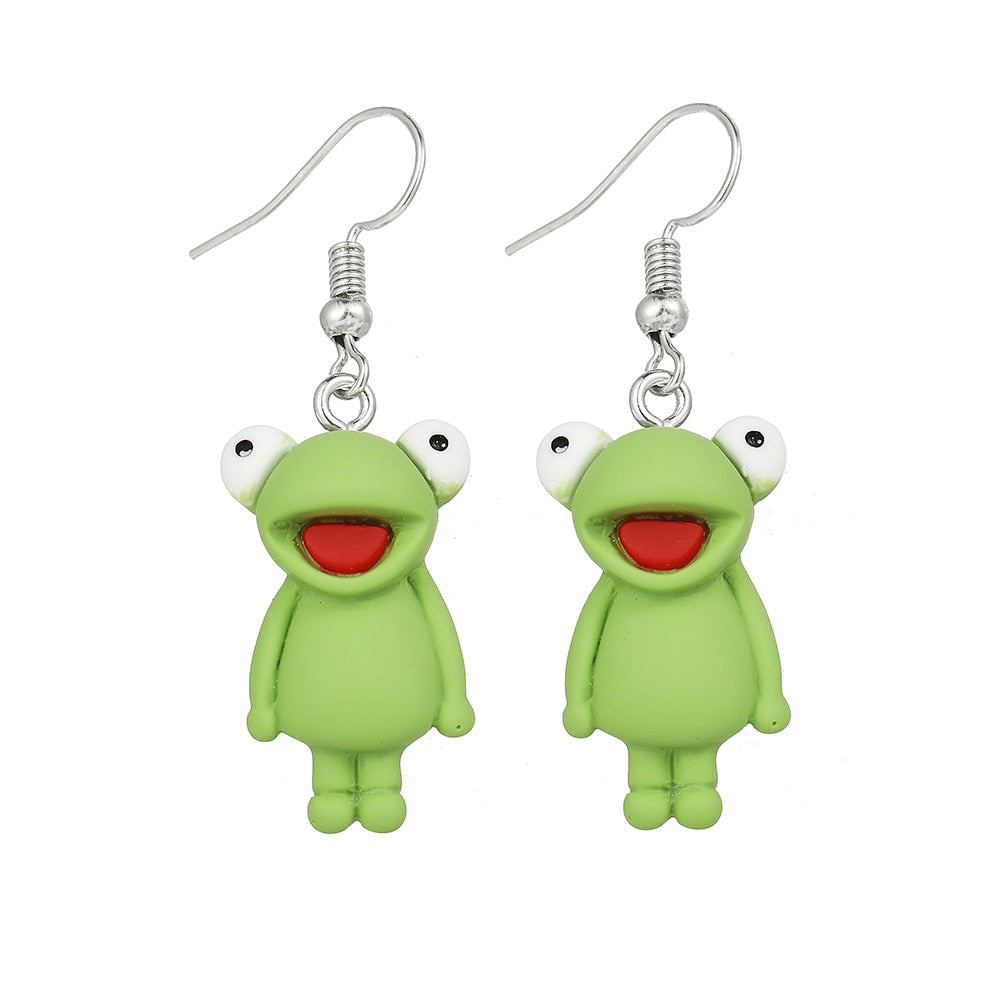 Smiling Green Frog Drop Earrings Fashion Women Summer Party Jewelry Girls Gifts