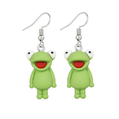 Smiling Green Frog Drop Earrings Fashion Women Summer Party Jewelry Girls Gifts