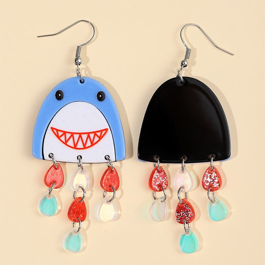 Shark Head Drop Earrings Women Travel Fashion Cartoon Earrings Creative Jewelry