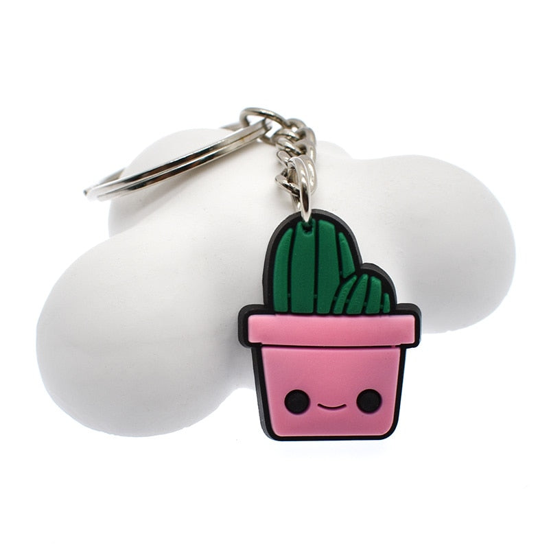 Pink Pot Cactus Keychain Gift Cute Charms Keyring Souvenir Handbag Accessories