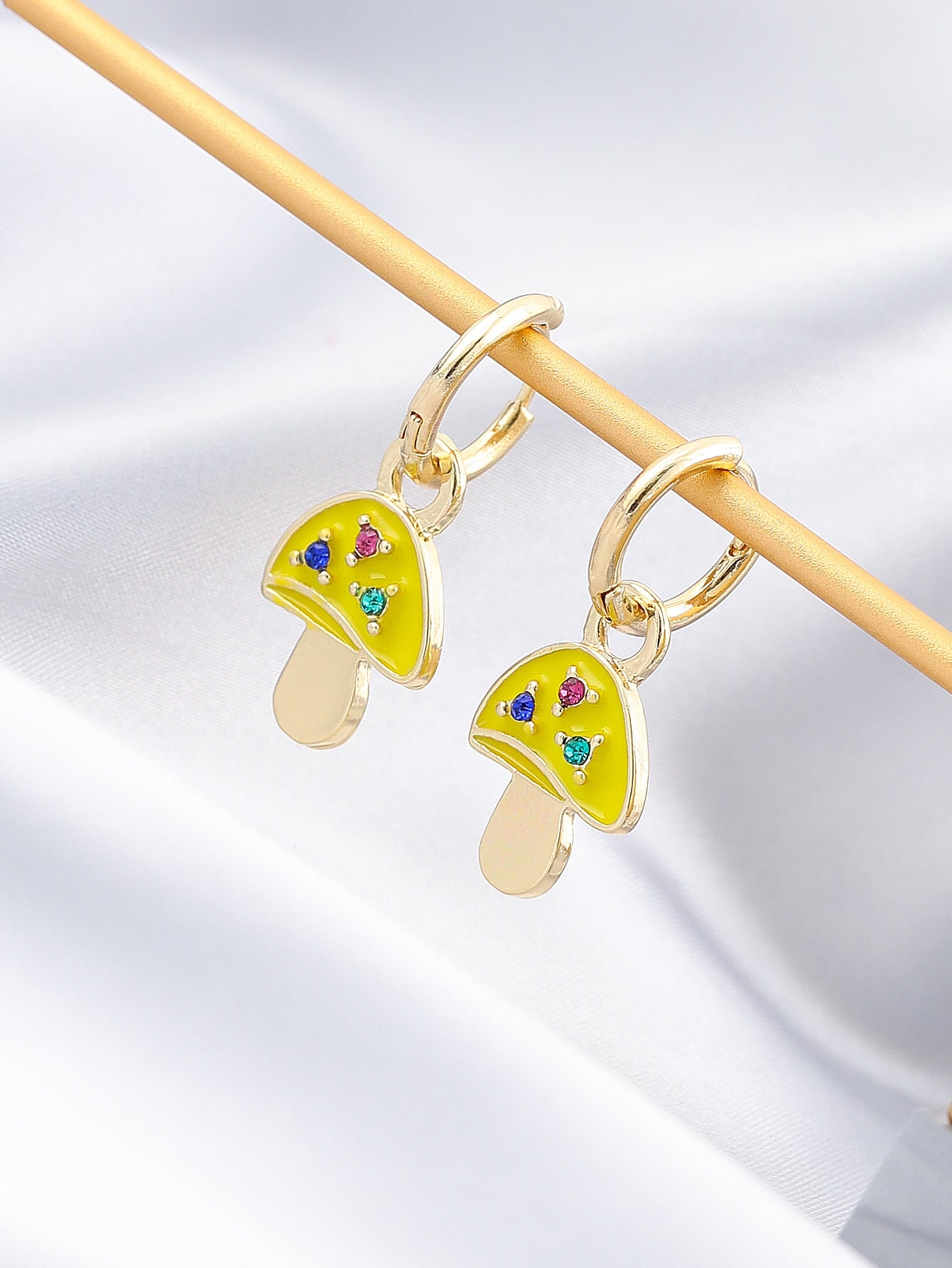 Yellow Mushroom Drop Earrings Cartoon Art Women Party Jewelry Ear Fashion