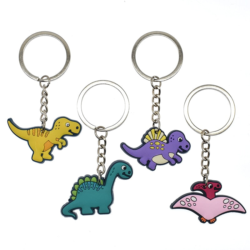 19 Styles Colorful Dinosaur Keyring Cartoon Keychains Souvenir Jewelry Bag