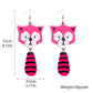 Pink Fox Drop Earrings Hip Hop Art Women Party Jewelry Ear Fashion Pendant