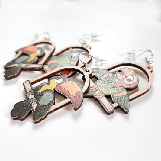 Wooden Toucan Drop Dangle Earrings Trendy Women Fashion Earrings Jewelry Gift