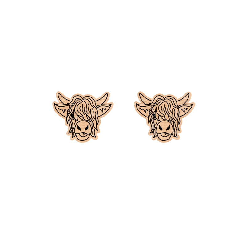 Farm Anumal Head Wooden Stud Earrings For Women Girl Fashion Modern Jewelry Gift