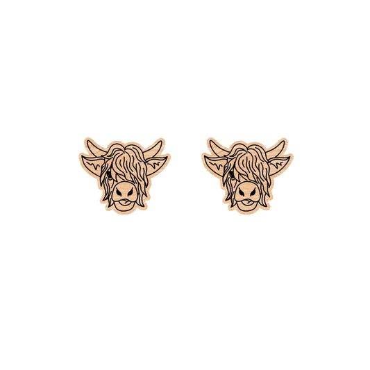 Farm Anumal Head Wooden Stud Earrings For Women Girl Fashion Modern Jewelry Gift