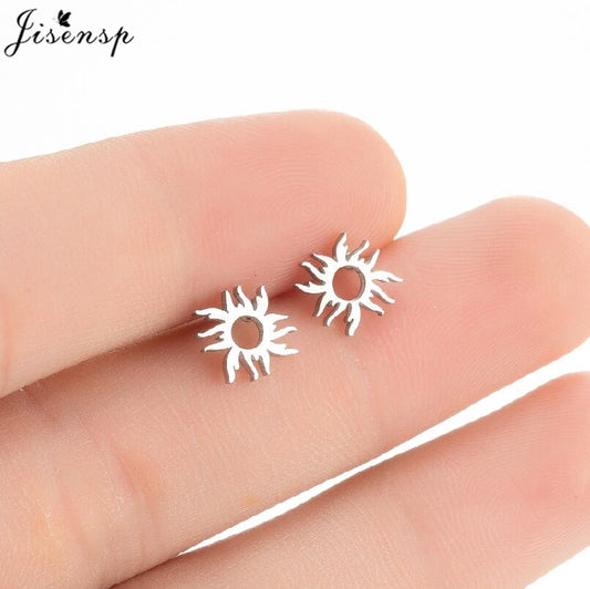 Sun Light Stainless Steel Earrings Women Jewelry Small Studs Gifts Earring