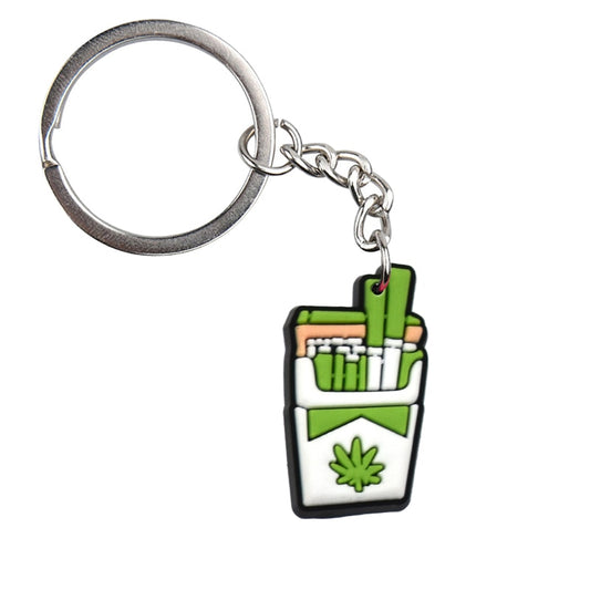 Fake Cigarette Box Green Leaf Keychain Car Keyring Cartoon Creative Pendant