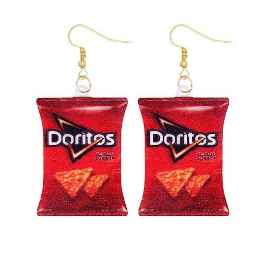 Red Doritos Chips Bag Funny Design Drop Earrings Women Charms Earring Fashion