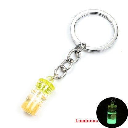 Yellow Luminous Bottle Keychain Gift Cute Charms Keyring Souvenir Handbag