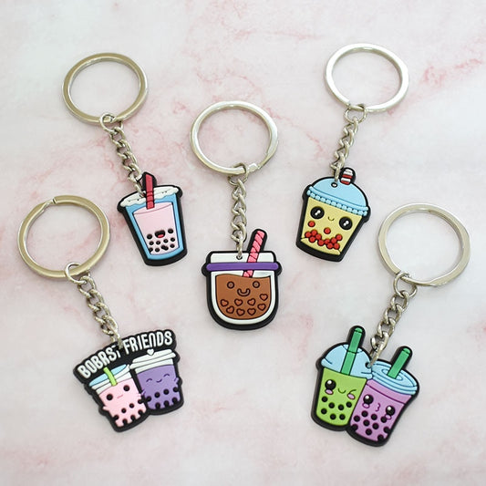 29 Styles Milk Tea Bubble Tea Cup Keychain Cartoon Key Holder Car handbag