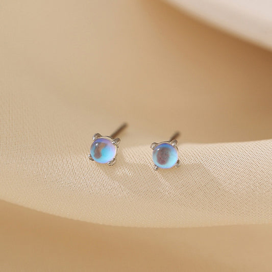 Sky Blue Mini Stud Earrings Cut Asymmetric Mini Earrings Ear Piercing Jewelry