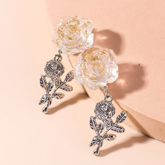 Crystal Rose Drop Earrings Women Creativity Jewelry Cute Earring Girls Gift