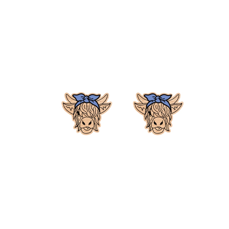 Blue Bow Cow Stud Earrings For Women Girl Fashion Modern Jewelry Gift