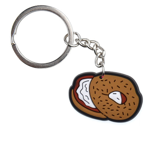 Bagel With Cream Cheese PVC Keychain For Woman Colorful Keyring Cartoon Pendant