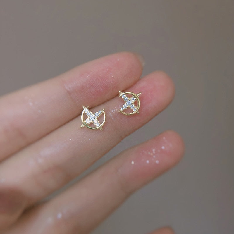 Shining Star Stud Earrings Woman Elegant Earring Fashion Modern Jewelry Gift