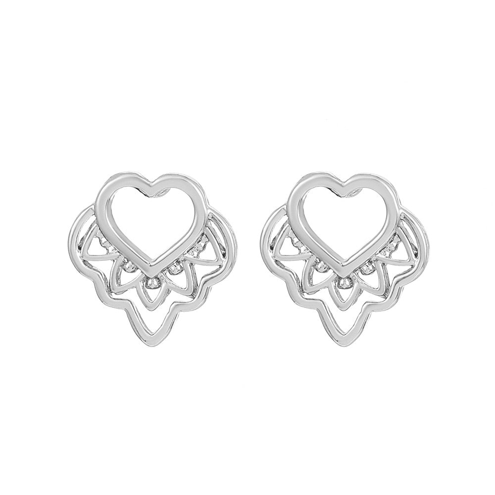 Simple Hollow Out Heart Stud Earrings Fashion Women Summer Party Jewelry Girls