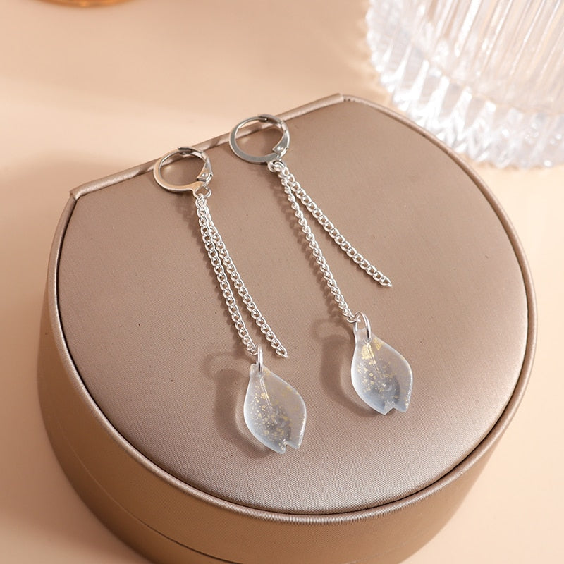 Transparent Flower Bud Pendant Drop Dangle Earrings Trendy Women Fashion