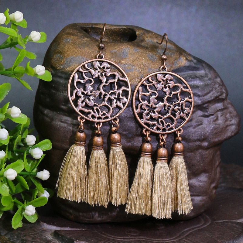 17 Styles Long Bohemian Shell Vintage Flower Fringed Dangle Earrings Women Party