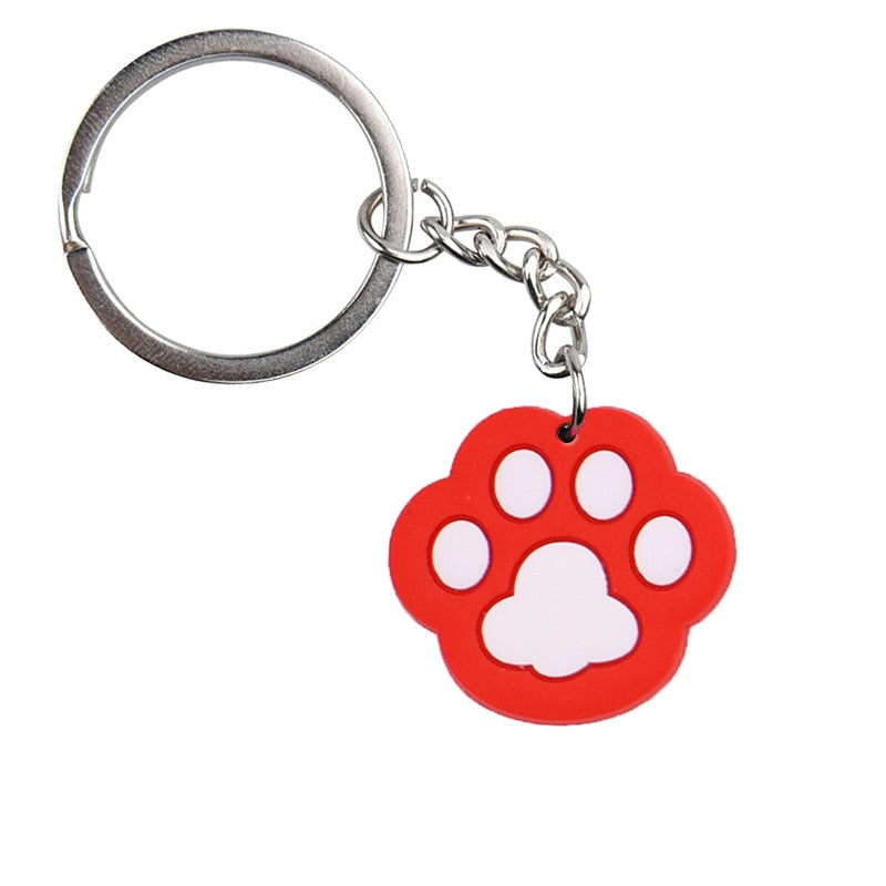 Red Dog Cat Paw Keychain Party Gift Cute Keyring Cartoon DIY Jewelry Souvenir