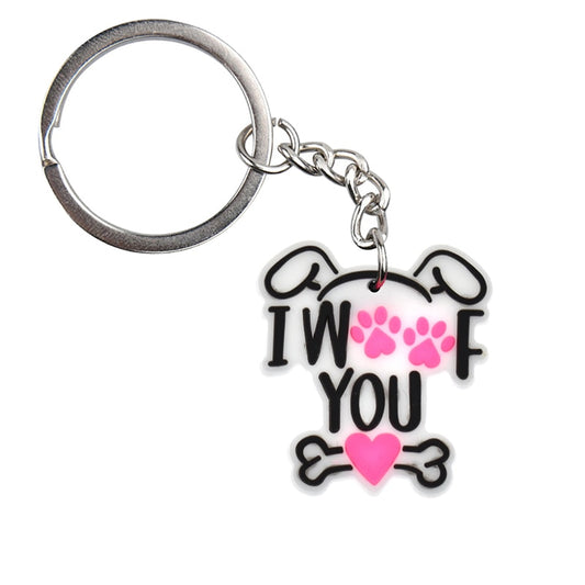 I Woof You PVC Cute Animal Cartoon Keychain Lovely Mini Dog Design Key Holder