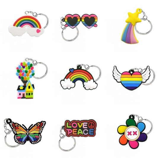 11 Styles PVC Keychain Colorful Rainbow Style New Keyring Fashion for Man Party