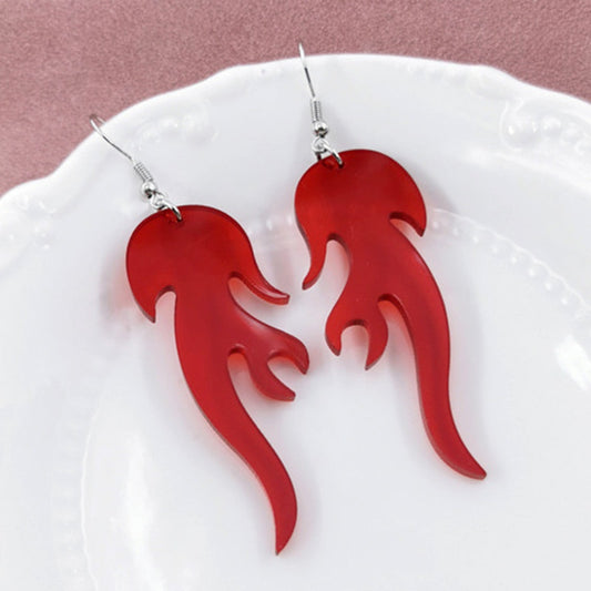 Red Flame Drop Earrings Women Art Fashion Cartoon Earrings Creative Jewelry