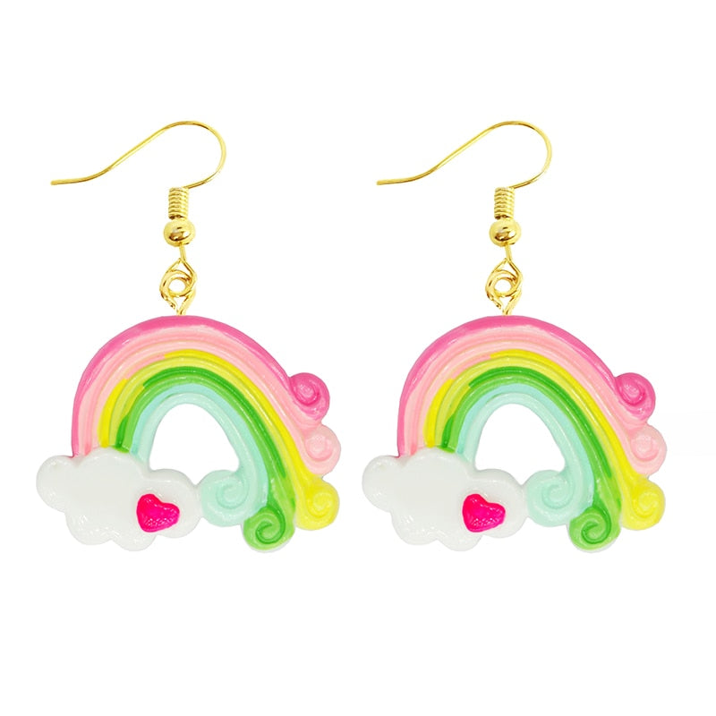 Candy Rainbow Drop Earrings Women Art Fashion Cartoon Earrings Creative Jewelry