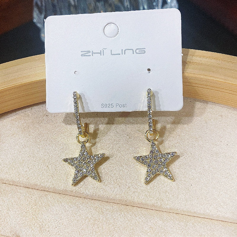 Star Pendant Lady Cute Dangle Earrings for Women Jewelry Girls Earrings