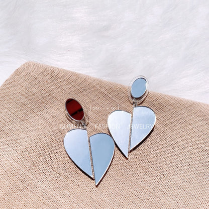 Split Heart Drop Earrings Hip Hop Art Women Party Jewelry Ear Fashion Pendant