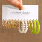 6 Pairs Faux Pearl Green Hoop Earrings Women Charms Earring Fashion Creative