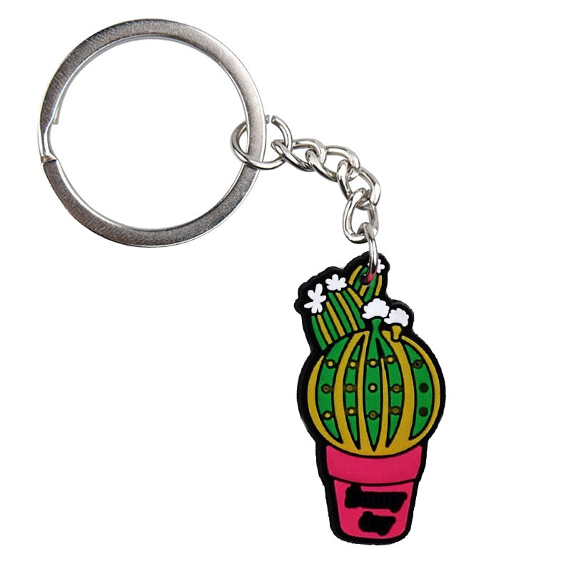 Cute Cactus PVC Keychain Cartoon Creative Gift Key Holder Keyring Anime Souvenir