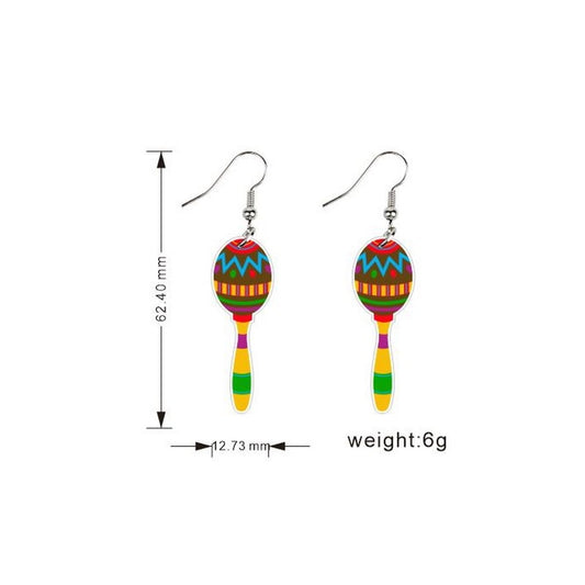 Bell Mexican Pattern Drop Earrings Women Travel Fashion Cartoon Earrings