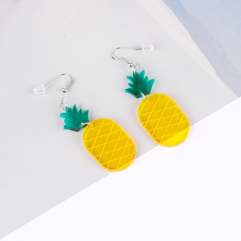 Pineapple Funny Cute Resin Food Drop Earrings Women Creativity Jewelry Cute