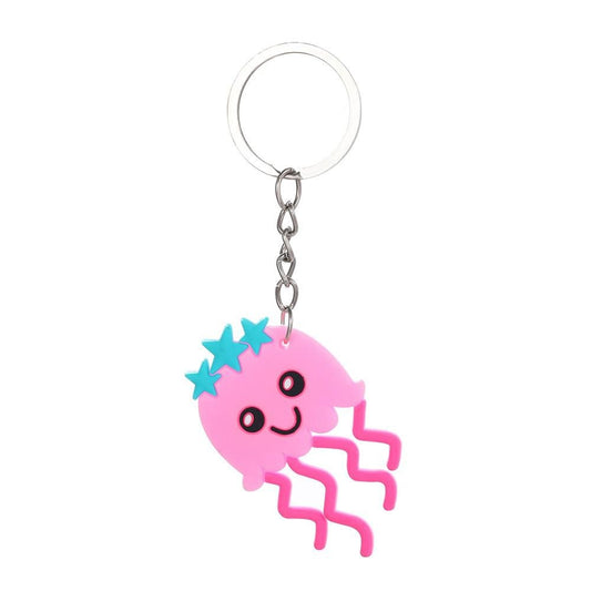 Pink Jellyfish Keychain Party Gift Cute Keyring Cartoon DIY Jewelry Souvenir