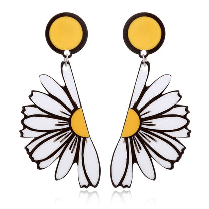 Daisy Flower Acrylic Drop Earrings Women Travel Fashion Cartoon Earrings