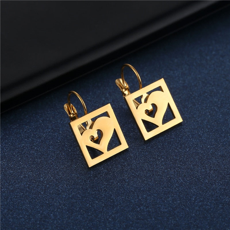 Hear in Frame Drop Dangle Earrings Trendy Women Fashion Earrings Jewelry Gift