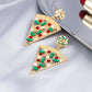 Rhinestone Pizza Slice Decor Lady Cute Dangle Earrings for Women Jewelry Girls