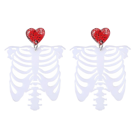 Heart and Ribs Drop Earrings Women Travel Fashion Cartoon Earrings Creative