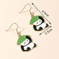 Panda with Leaf Drop Earrings Women Creativity Jewelry Cute Earring Girls Gift