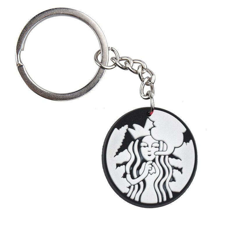 14 Styles PVC Coffee Lover Fan Caffeine Keychain Cartoon Key Ring Anime Pendant