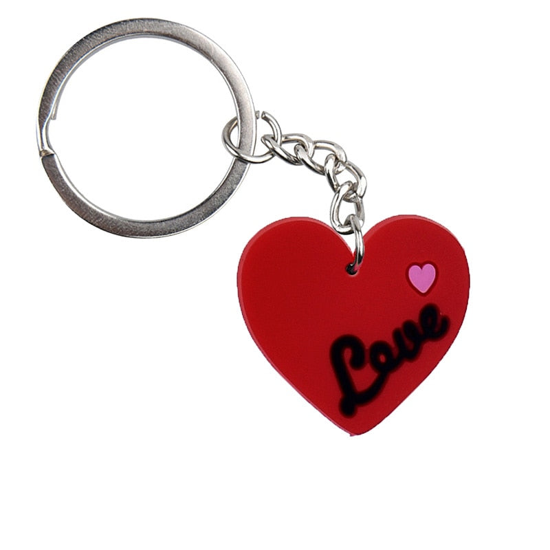 Red Love Heart Keychain Cartoon Creative Gift Key Holder Keyring Anime Souvenir