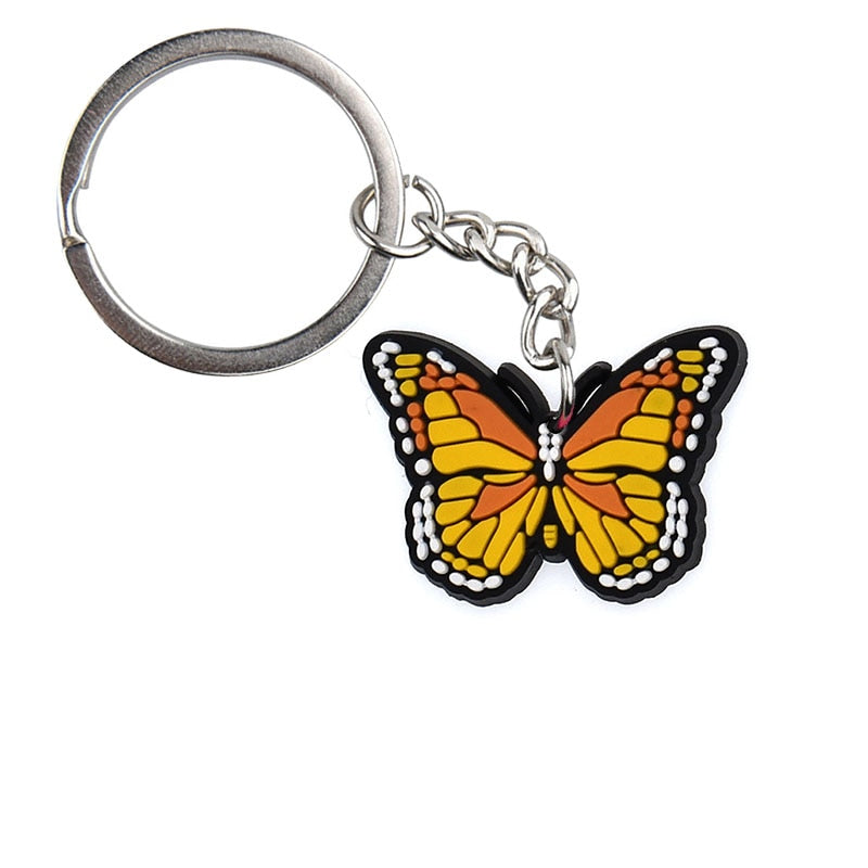 8 Styles PVC Colorful Cartoon Butterfly Keyring Cute Creative Fashion Keychains