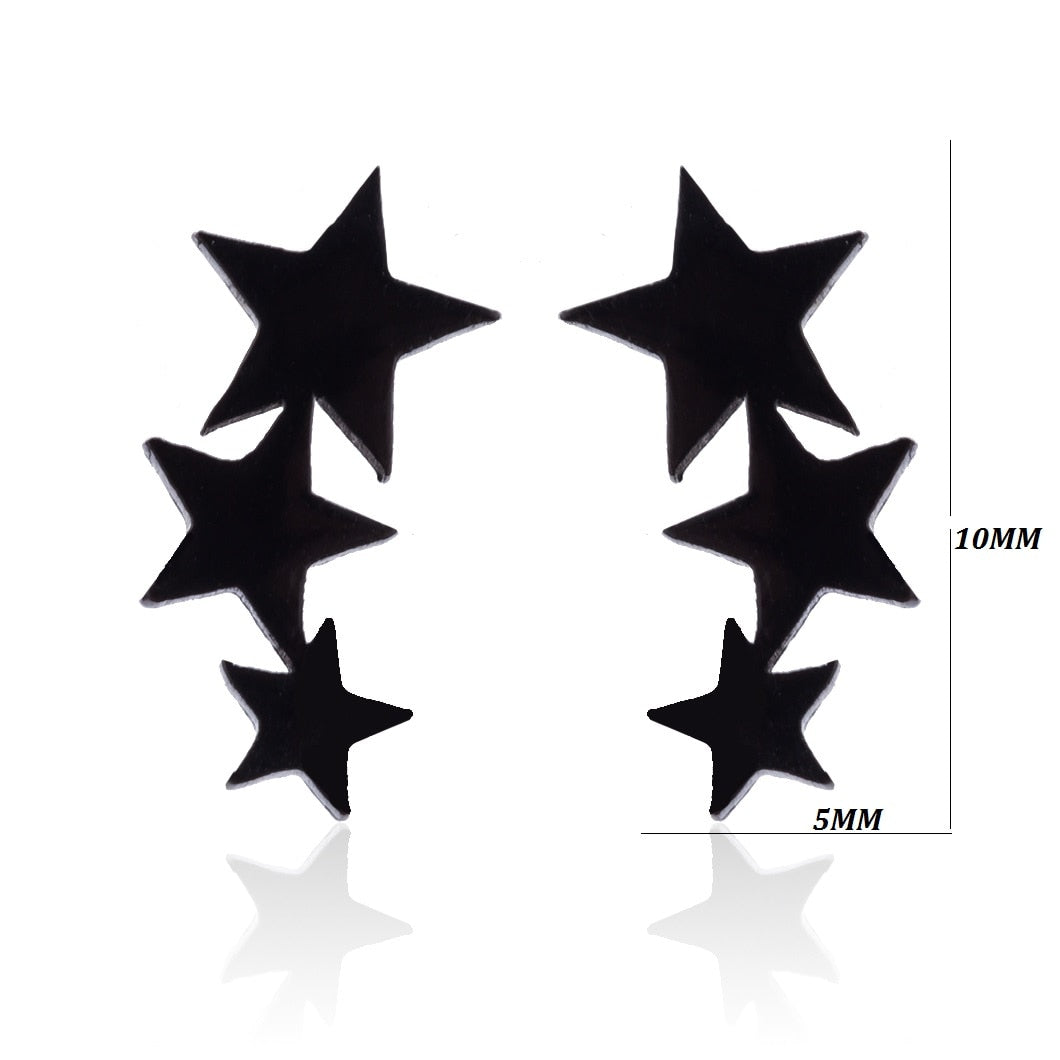 Black Stars Stainless Steel Earrings Women Jewelry Small Studs Gifts Earring